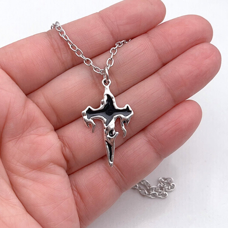 Alloy Decoration Cross Clothing Material Dark Necklace