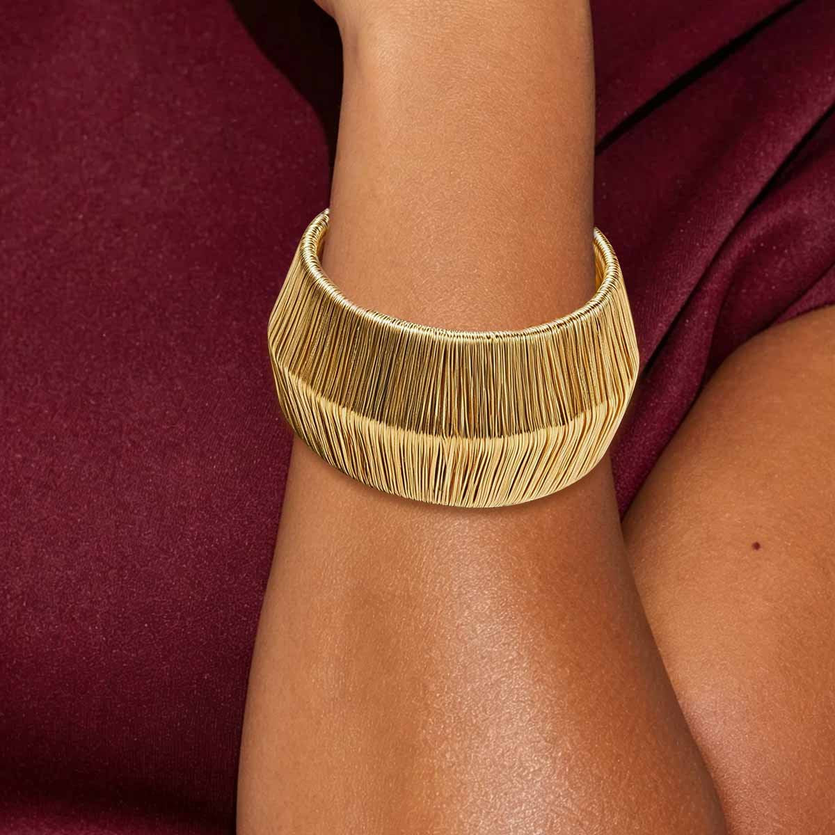 Women's Exaggerated Metal Texture Iron Wire Open Wide Bracelets