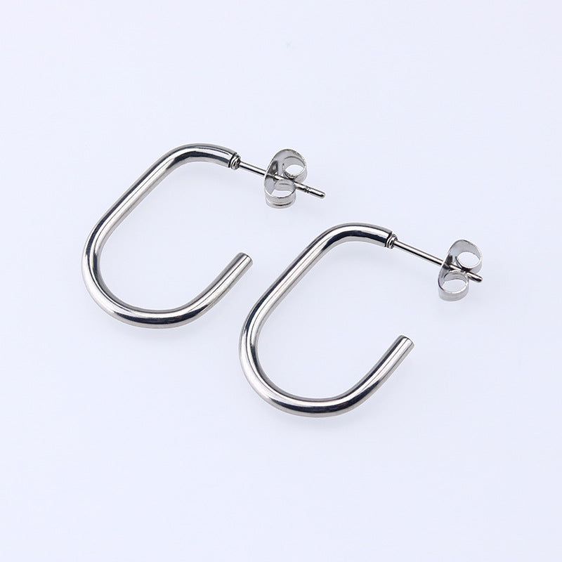 Niche Advanced Design Simple Personality Titanium Steel Geometric Earrings