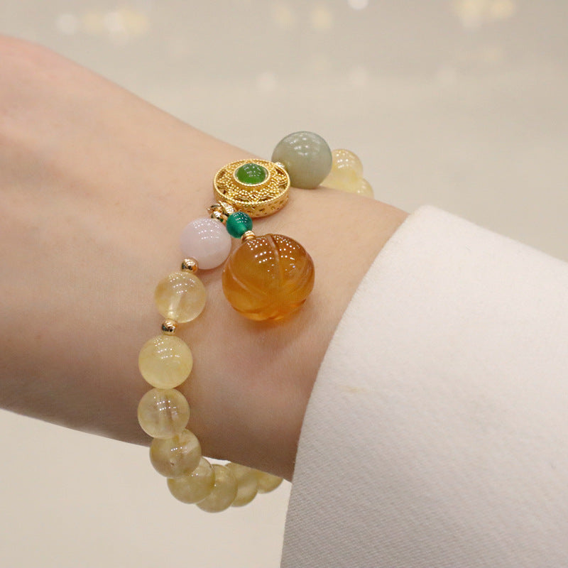 Citrine Female Lucky Pumpkin Chalcedony Simple Jewelry Bracelets