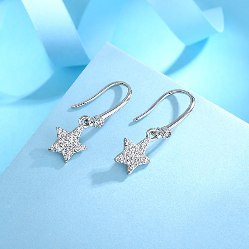 Inlaid Zircon Five-pointed Star Ear Clip Female Earrings