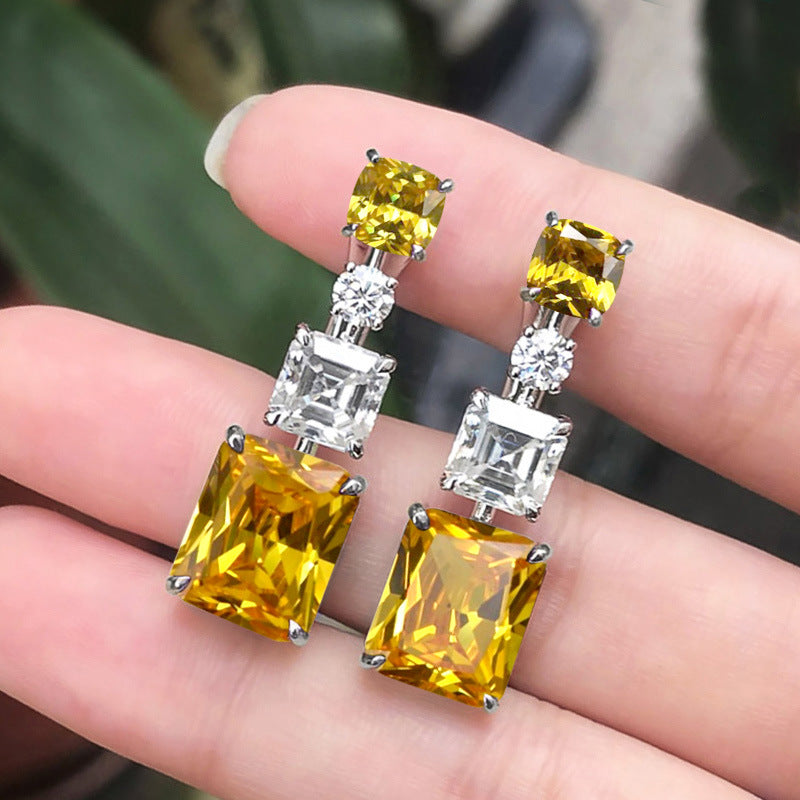 Luxury Emerald Cut Zircon Female Style Earrings