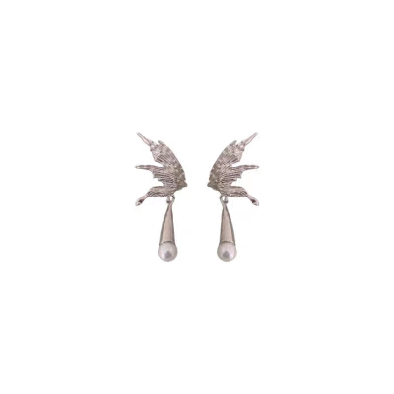 Boucles d'oreilles pendantes en perles d'ailes d'ange de style froid personnalisées