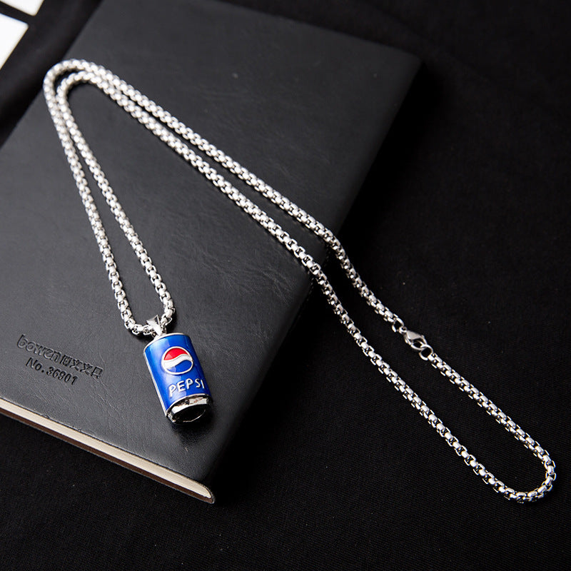 Women's & Men's Coke Bottle Titanium Steel Street Disco Necklaces