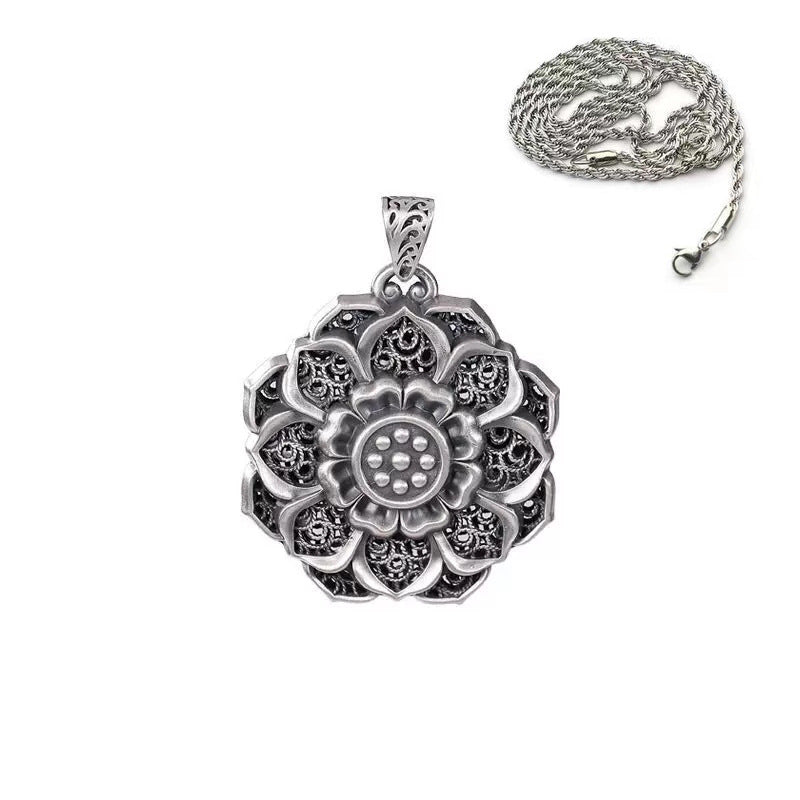 Women's Lotus Vajra Pure Sier Sweater Chain Long Necklaces