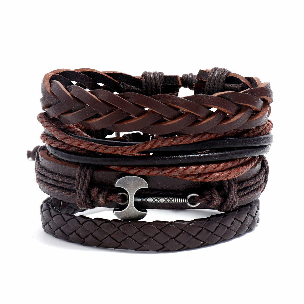 Women's & Men's & Simple Retro Set Braided Leather And Bracelets