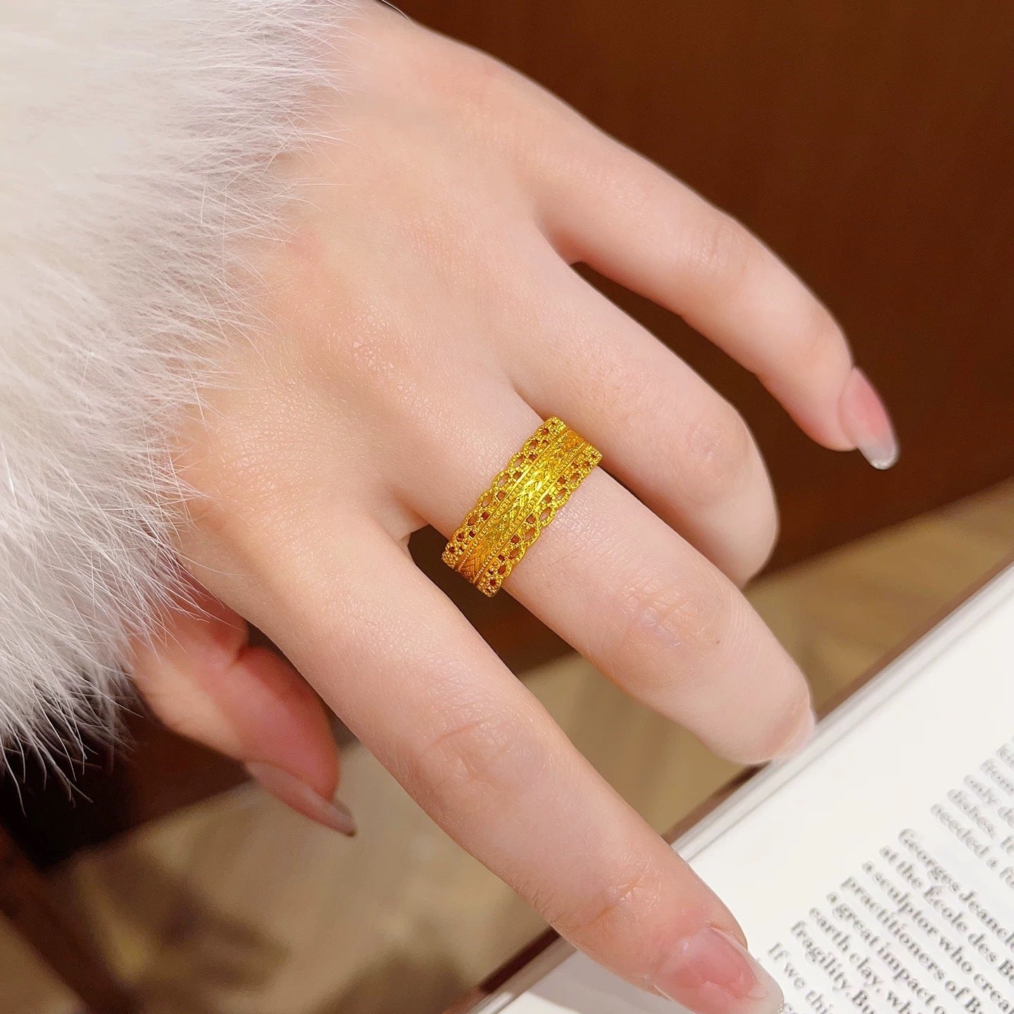 Wrap All-round Filigree Hollow Out Wheat Index Finger Gifts For Ring