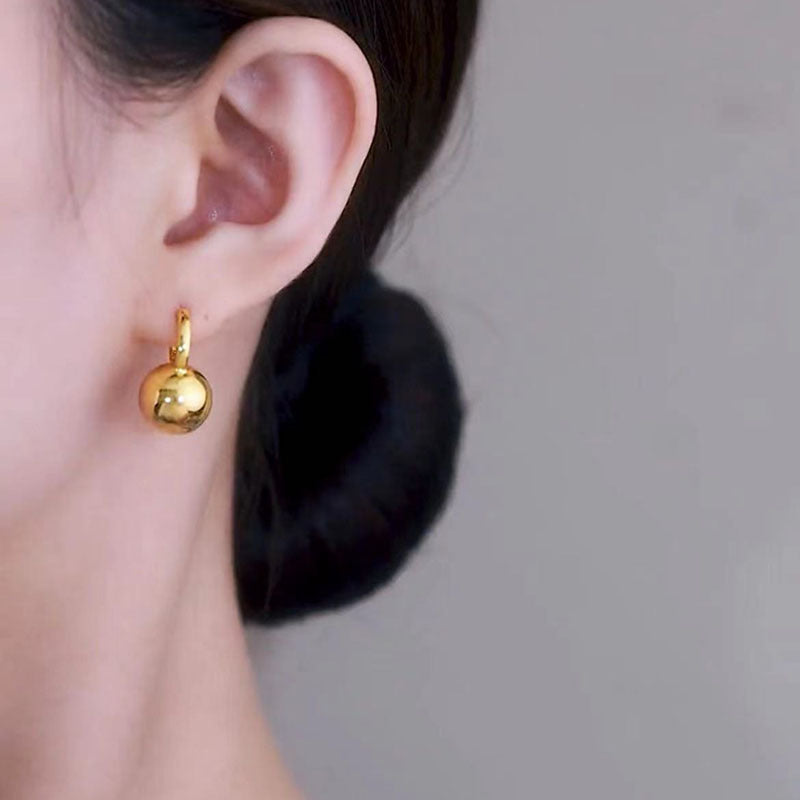 Metal Ball Ear Clip Temperament Entry Lux French Minority Earrings