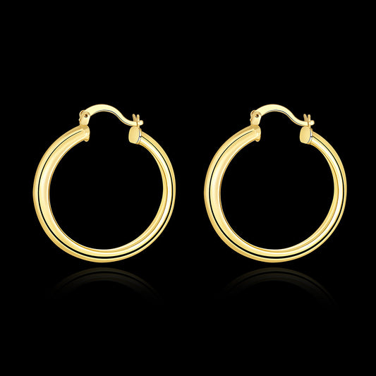 Women's Sier Plated Gold Round Glossy Ear Earrings