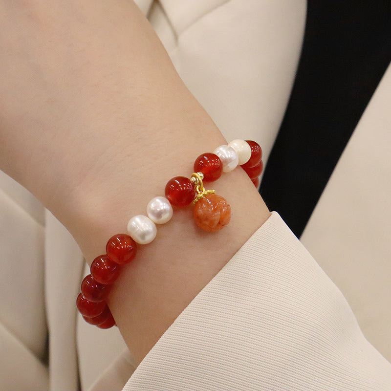 Bracelets de fleurs Bodhi en agate rouge pour femme, calcédoine