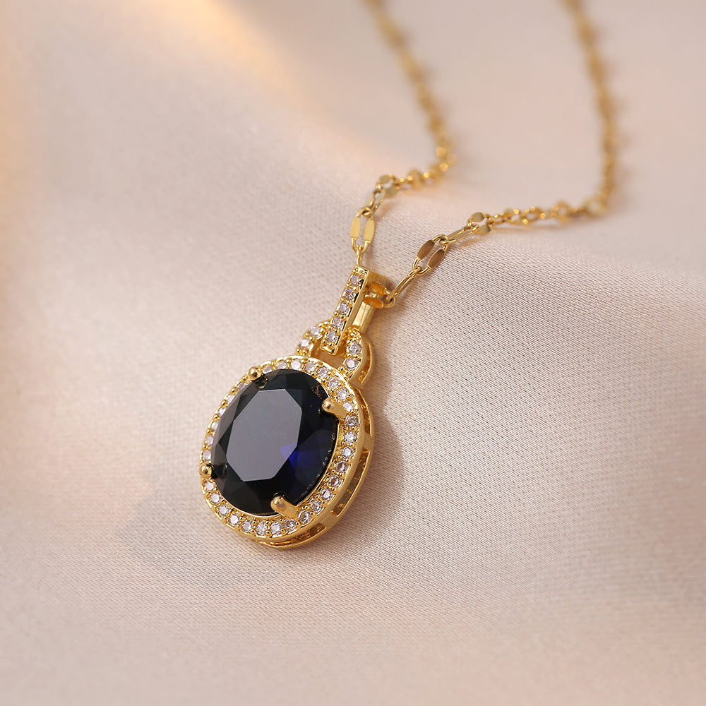 Broadcast Light Luxury Water Drop Full Rhinestone Zircon Korean Necklaces