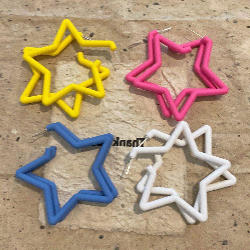 Hot Preppy Girly Style Candy Color Five-pointed Star Fashion Earrings