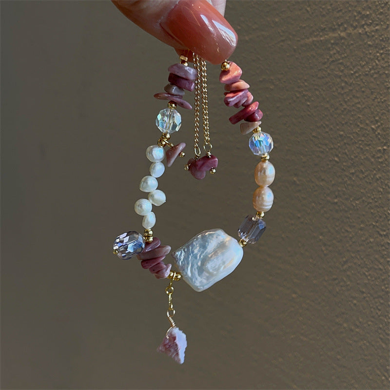 Personality Baroque Irregular Rose Stone Freshwater Pearl Female Temperament Drawable Jewelry Set