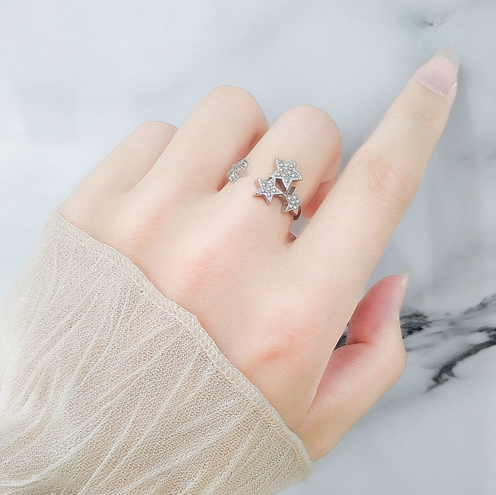 Sweet Full Diamond Starry Sky Opening Rings
