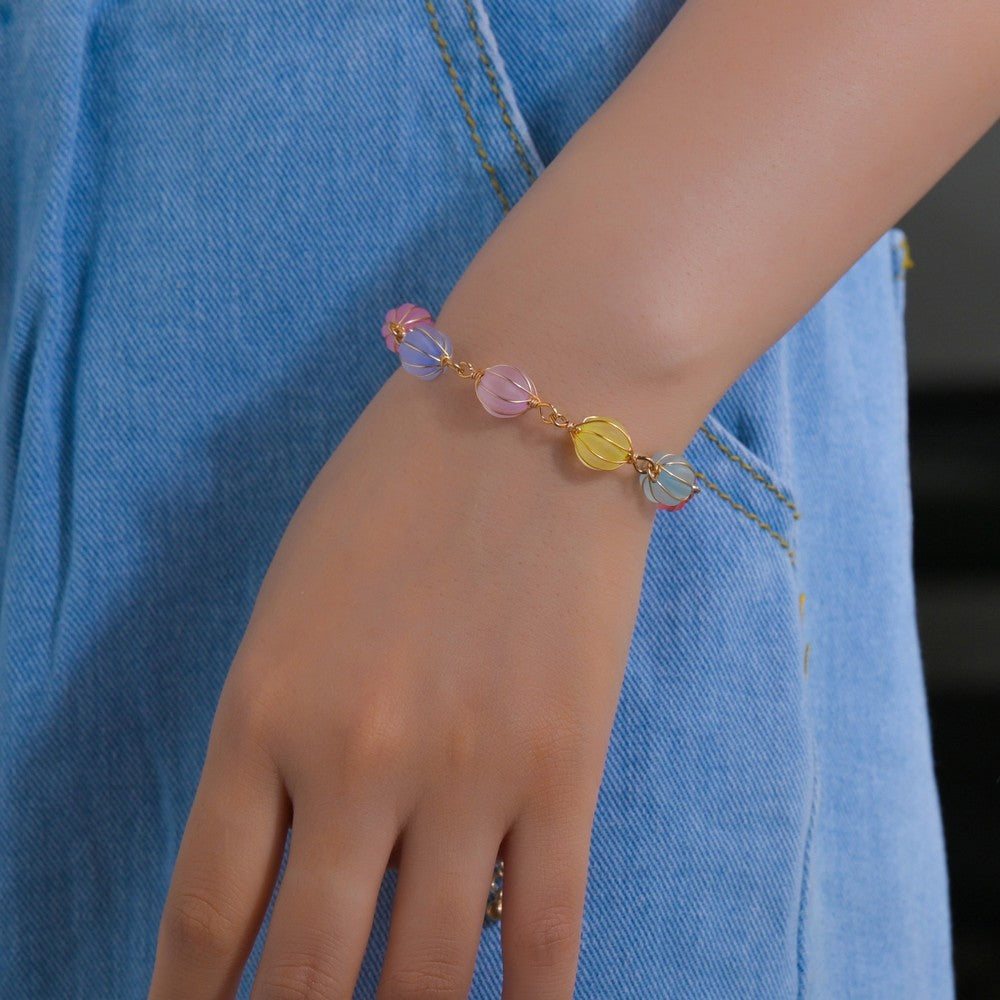 Bracelets de perles de citrouille couleur bonbon, doux et mignon