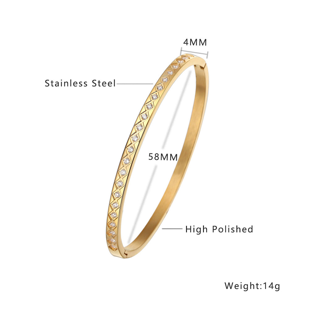 Light Luxury Zircon Gold Titanium Steel Retro Fashion Stainless Bracelets