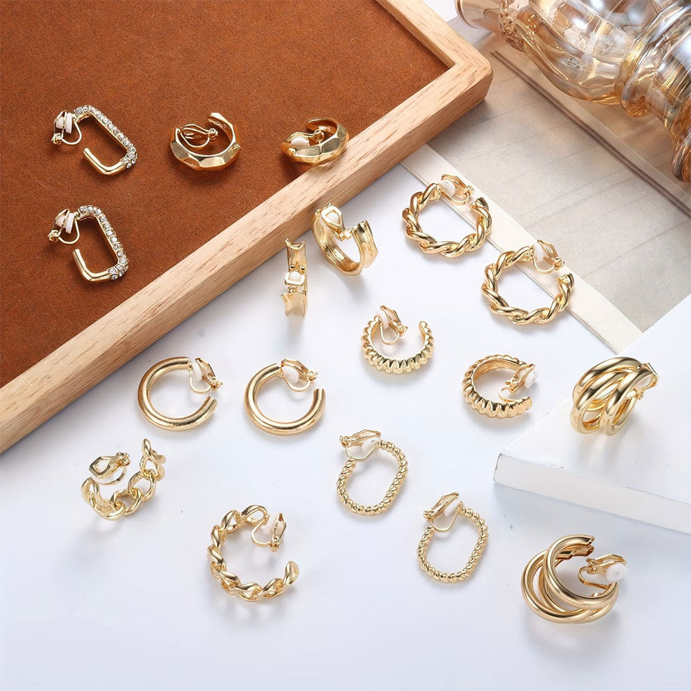 Women's Simple Geometric Twist Shaped Pairs Without Piercing Affordable Luxury Earrings
