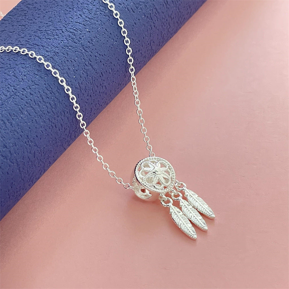 Slouchy Versatile Sier Plated Dream Catcher Necklace