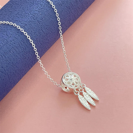 Slouchy Versatile Sier Plated Dream Catcher Necklace