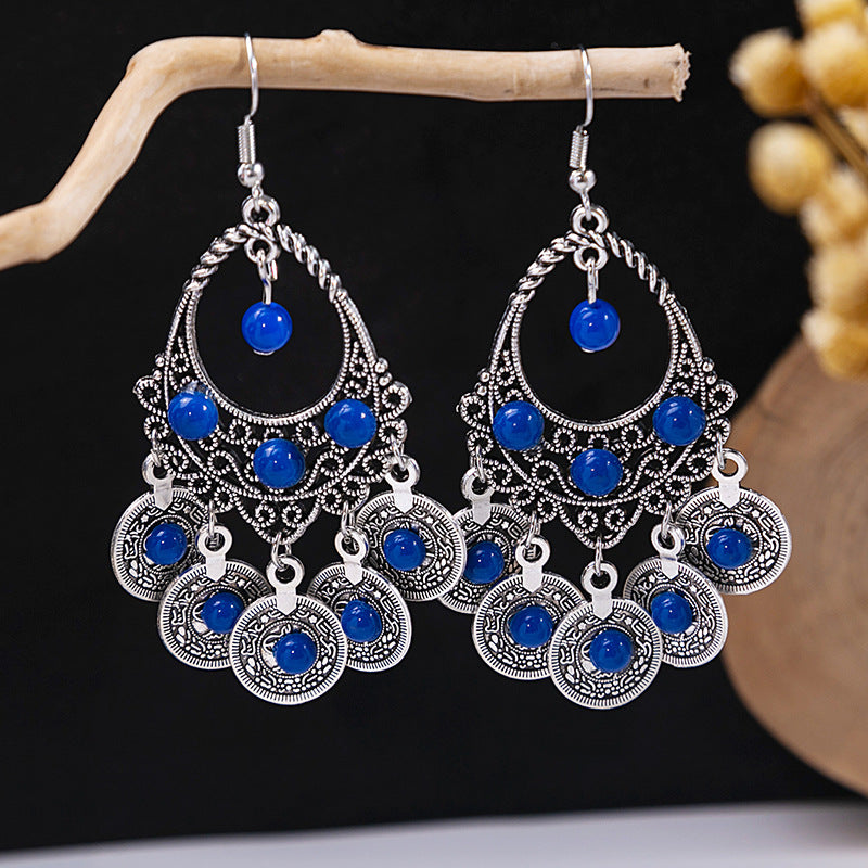 Tassel Turquoise Retro Minority Ethnic Style Earrings