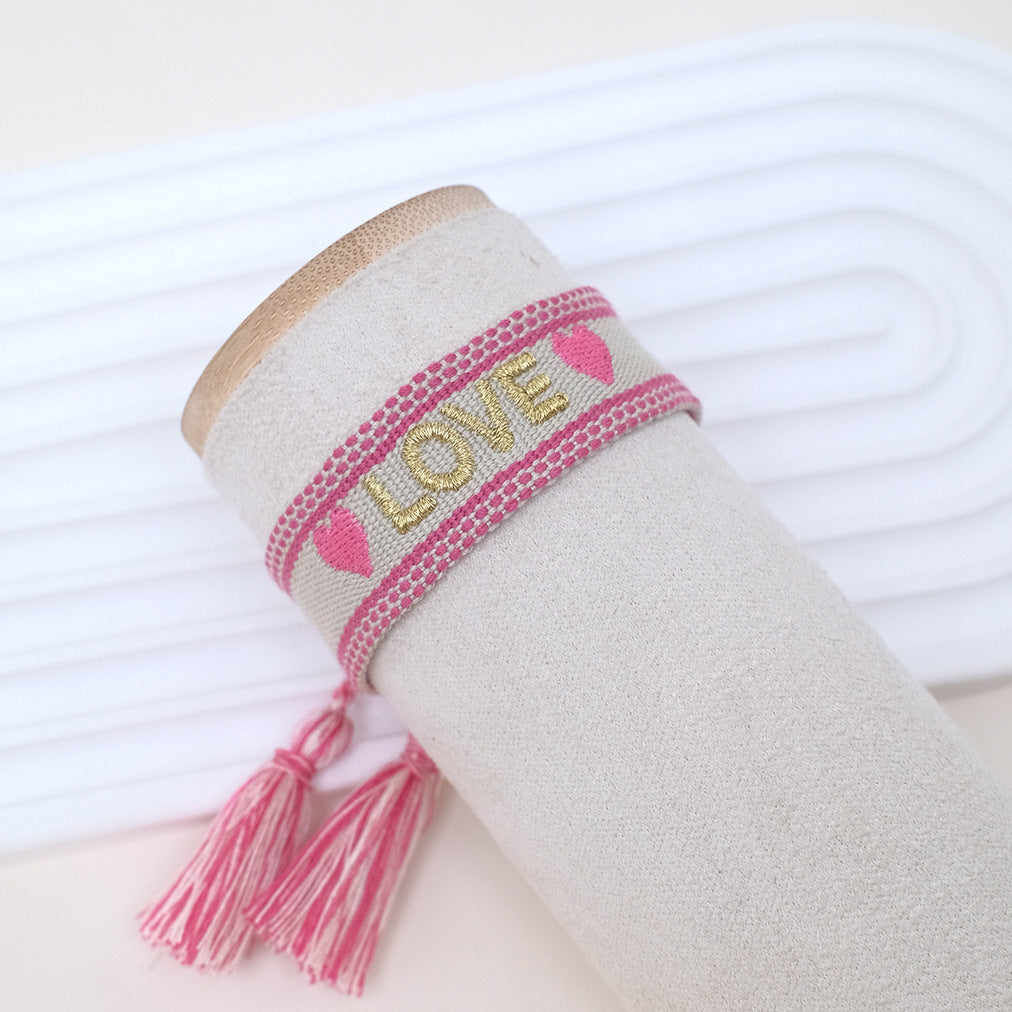 Popular Letter Woven Embroidered Ethnic Style Bracelets