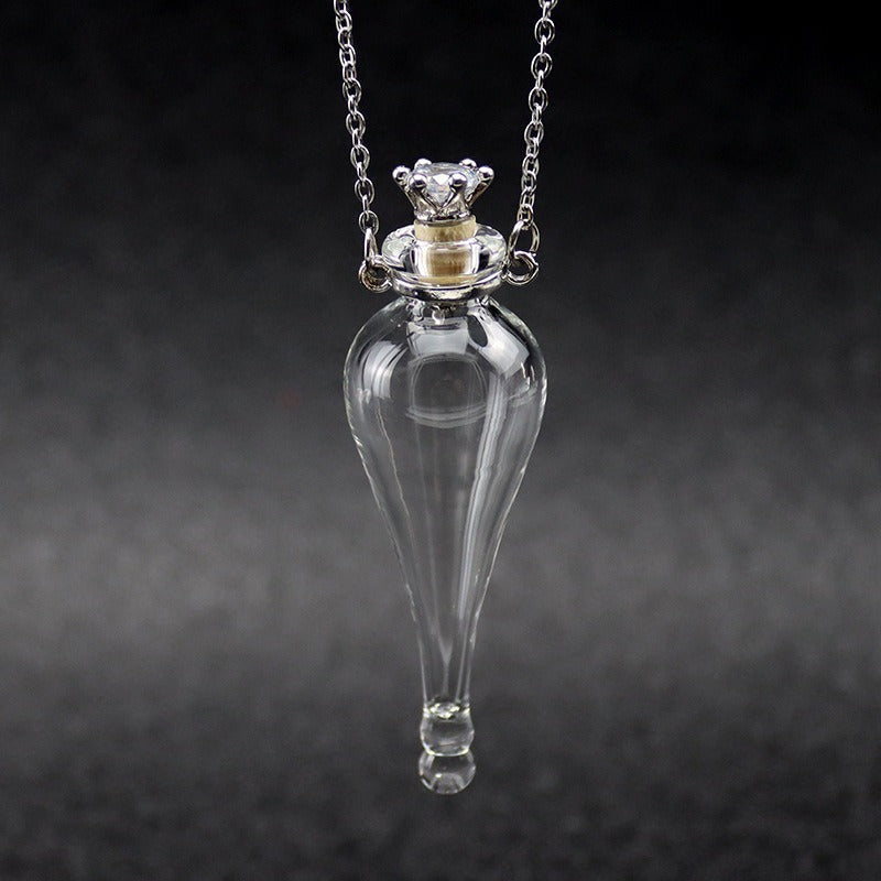 Transparent Heart-shaped Colored Glaze Perfume Essential Necklaces