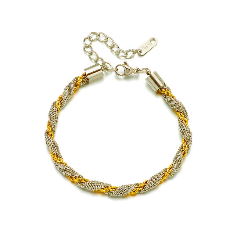 Women's Hand-woven Twist Chain Gold-plated Stainless Steel Jewelry Set