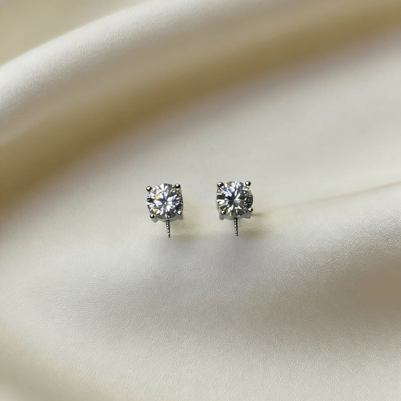 Diana Pearl Female Sier Needle Simple Elegant Cold Earrings
