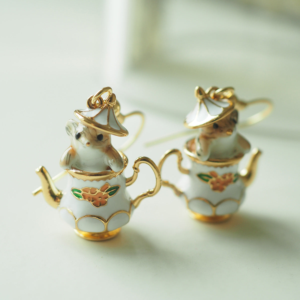 Women's Cute Cartoon Tea Cup Chipmunk Handmade Epoxy Zodiac Necklaces