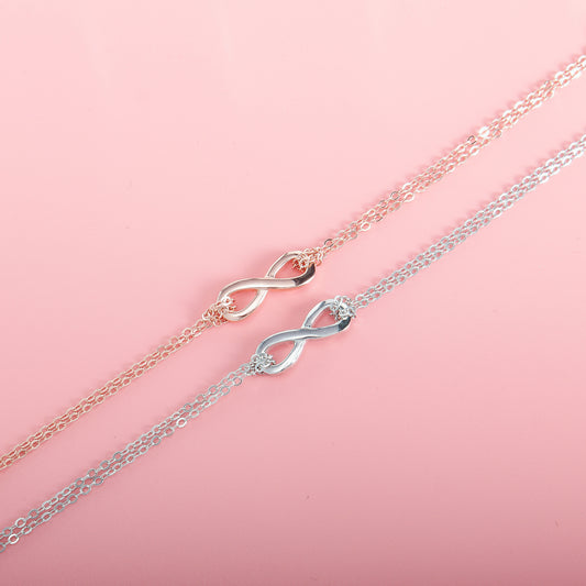 Bracelets doubles à boucle infinie pour femme en argent sterling