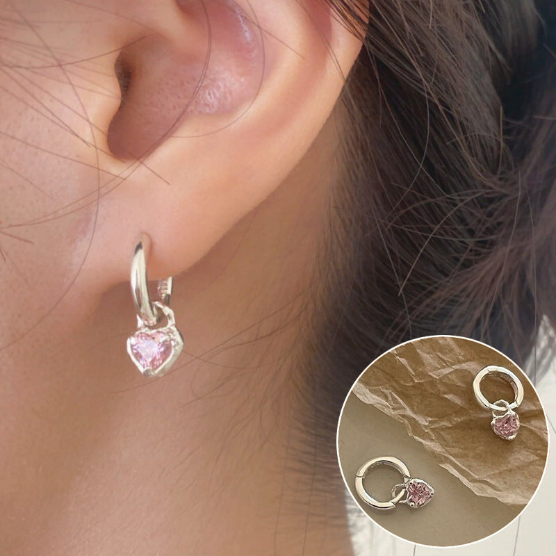 Love Heart Female Retro Fashion Personalized Sweet Cool Peach Earrings