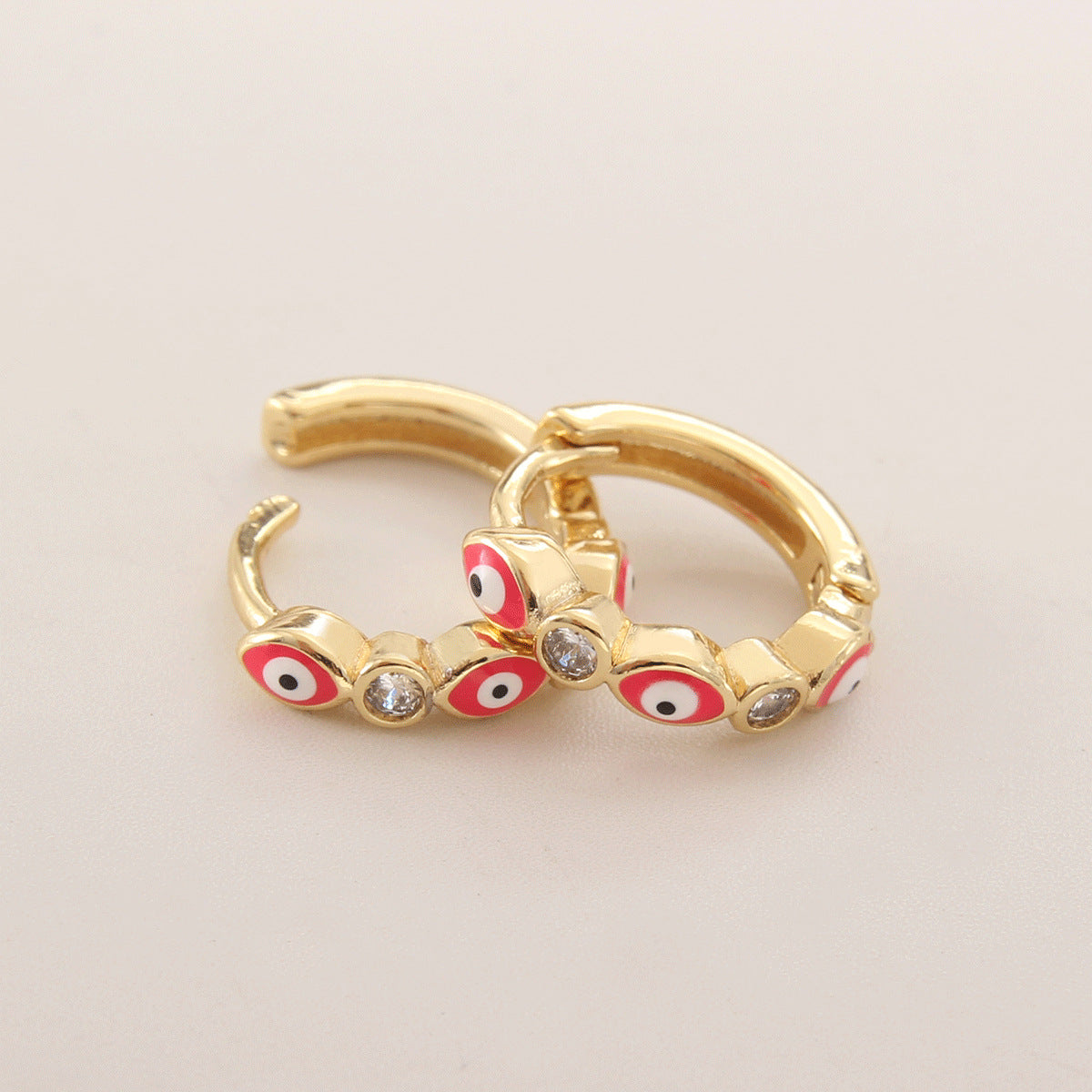 Gold-plated Eyelashes Turkish Blue Eyes Inlaid Zirconium Earrings