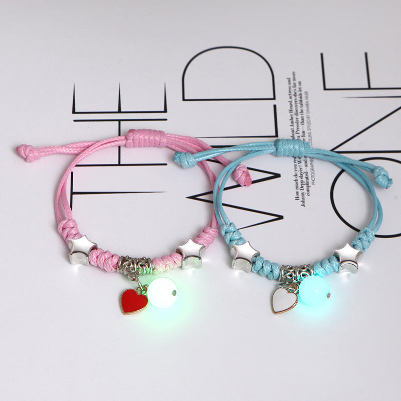 Deux bracelets de style coréen pour copines avec cœur mignon