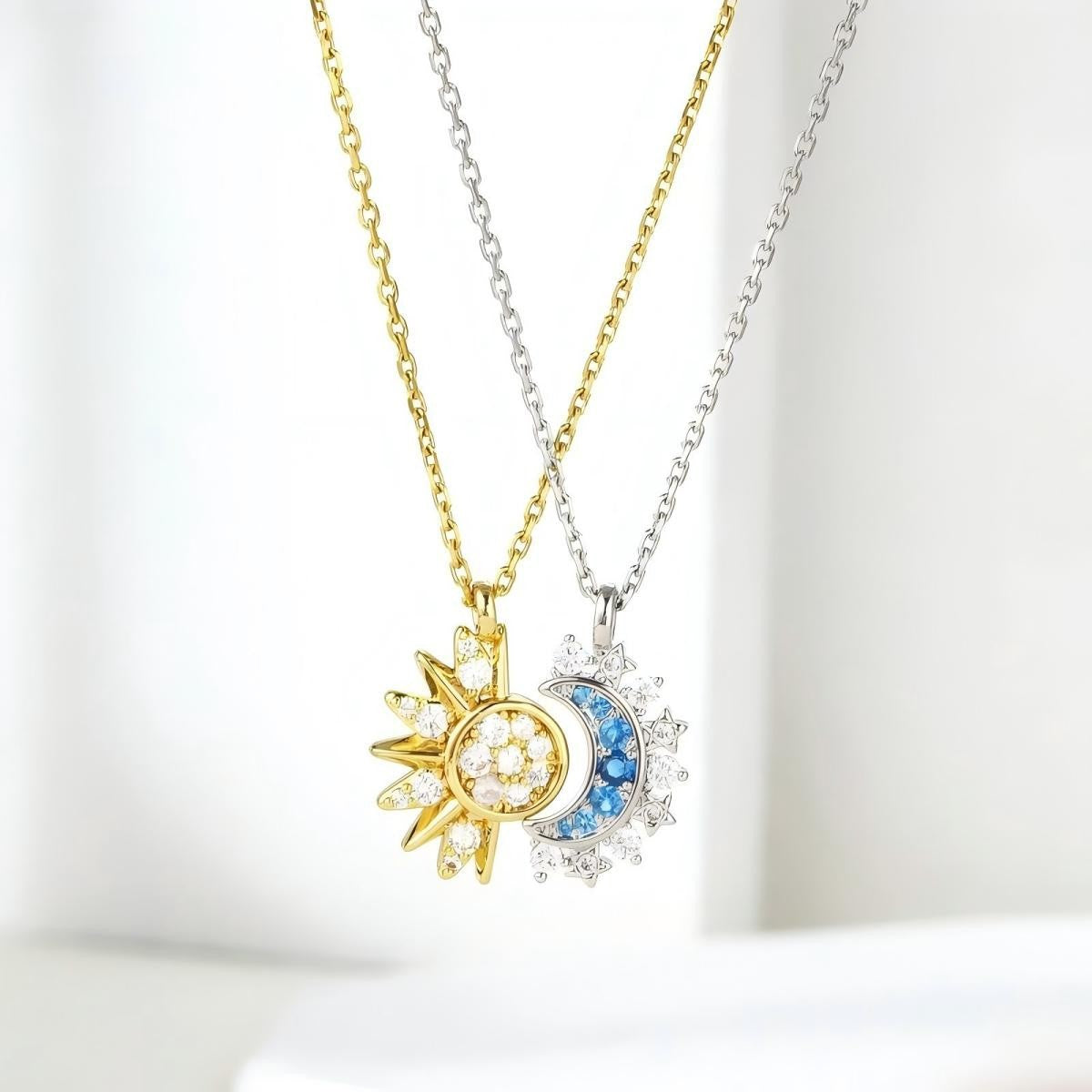 Affordable Luxury Fashion Sun Moon Diamond Star Theme Blue Embellishment Jewelry Set