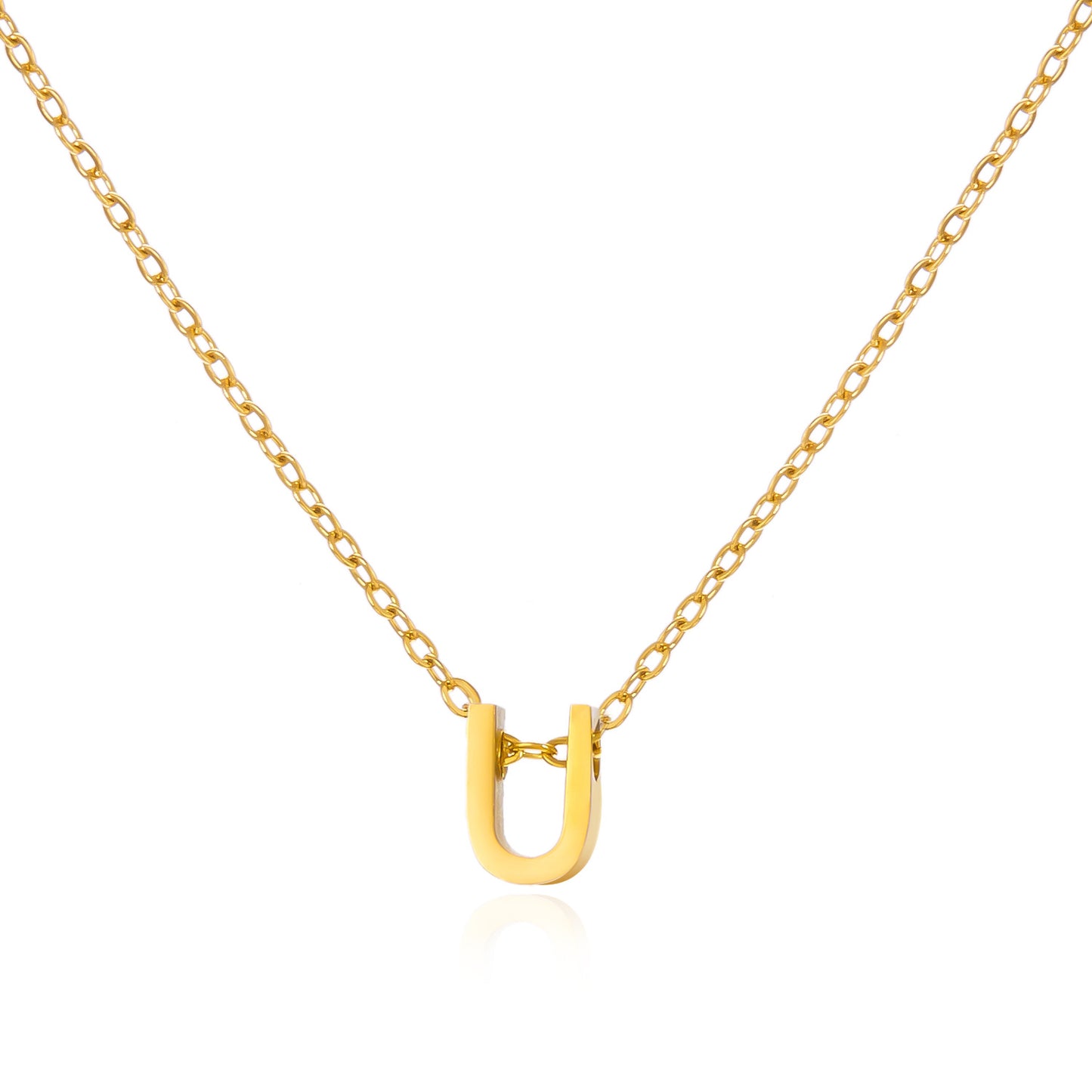 Letter Personalized Simple Stainless Steel Clavicle Pendants