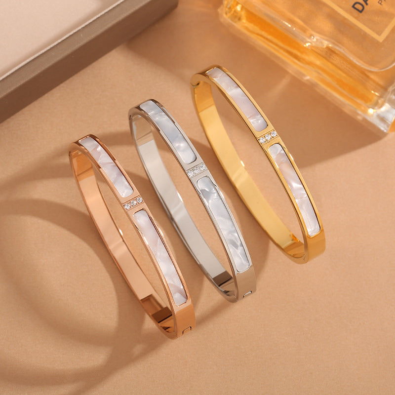 Women's Steel High-grade White Shell Fritillary Simple Bracelets
