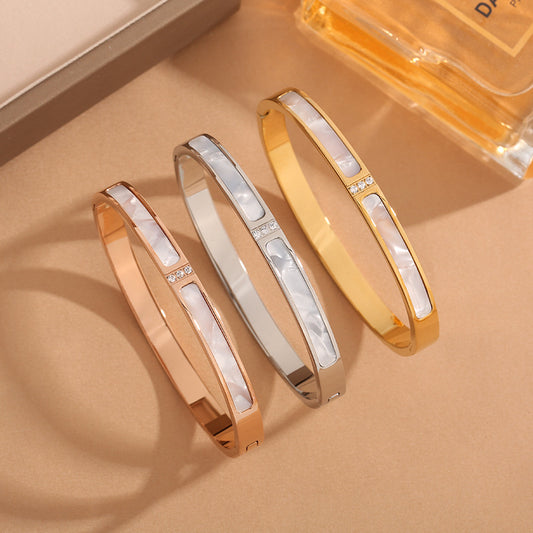 Women's Steel High-grade White Shell Fritillary Simple Bracelets
