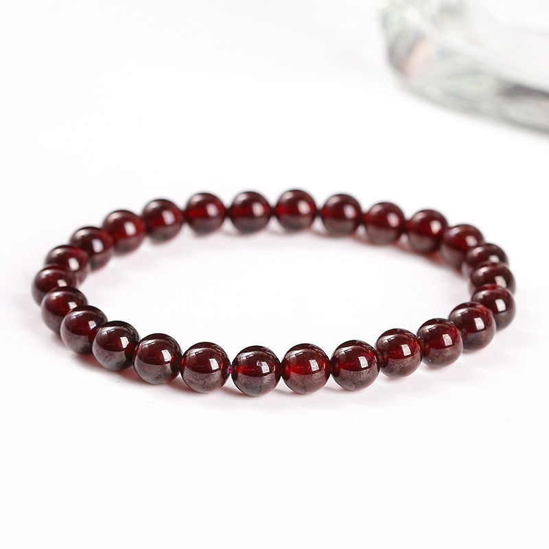Women's Natural Claret Garnet Simple Stone Crystal Bracelet