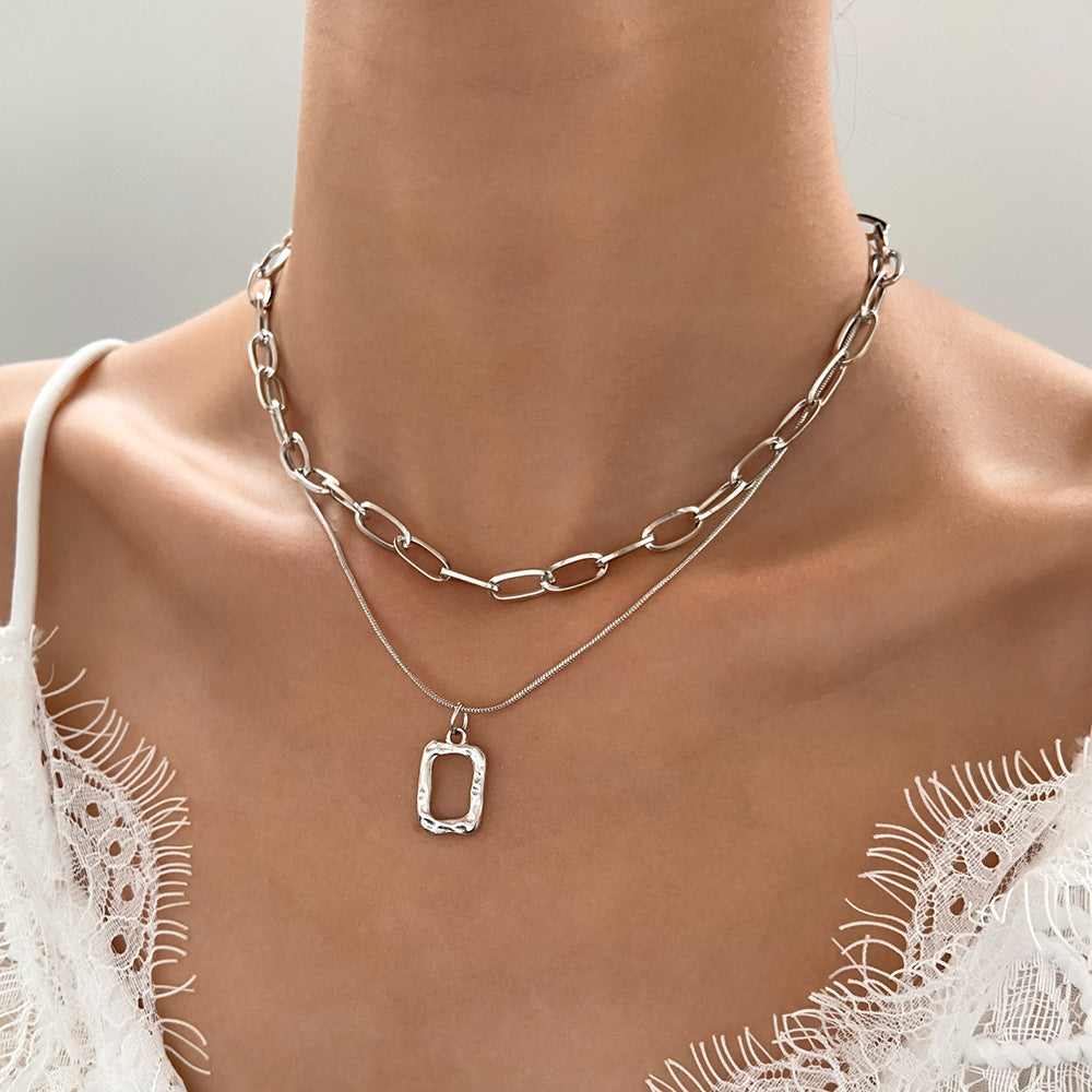 Square Fashion Temperamental Minority Design Metal Necklaces