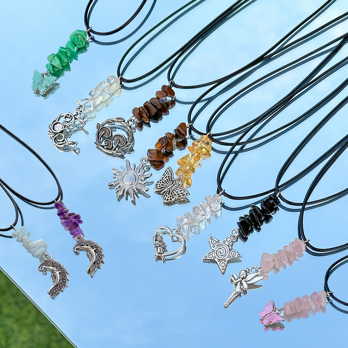 Simple Butterfly Tassel Pastoral Irregular Gravel Retro Necklaces