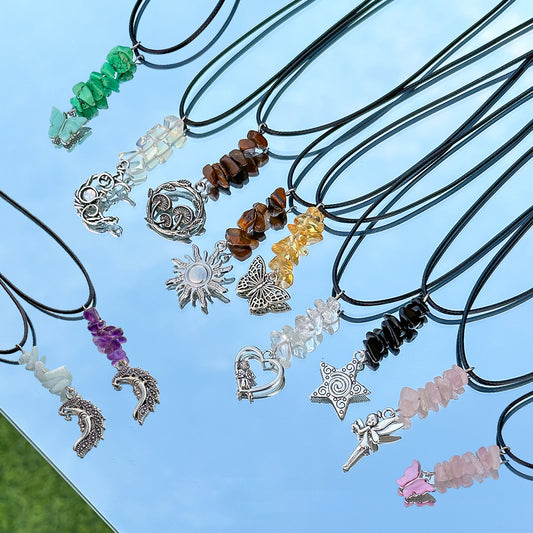 Simple Butterfly Tassel Pastoral Irregular Gravel Retro Necklaces