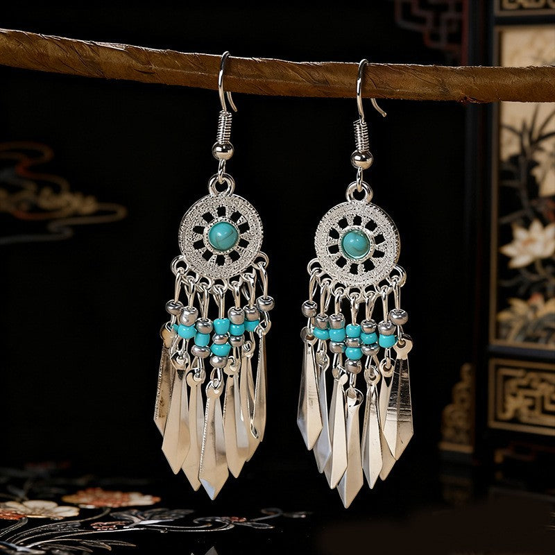 Bohemian Tassel Water Drop Summer Vacation Style Dopamine Earrings