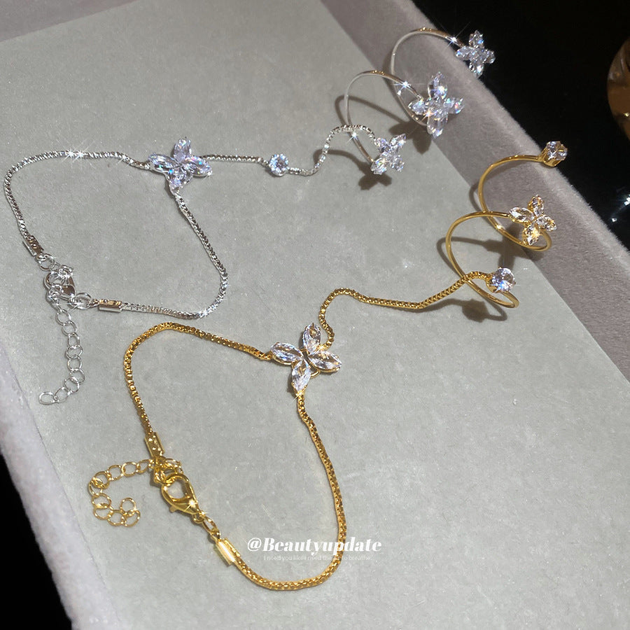 Women's Zircon Round Flower One-piece Light Luxury High-grade Design Sense Niche Bracelets