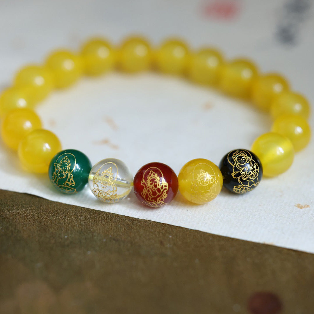 Bracelets en cristal d'agate naturelle pour femmes, hommes et lapin, cinq dieux de la richesse