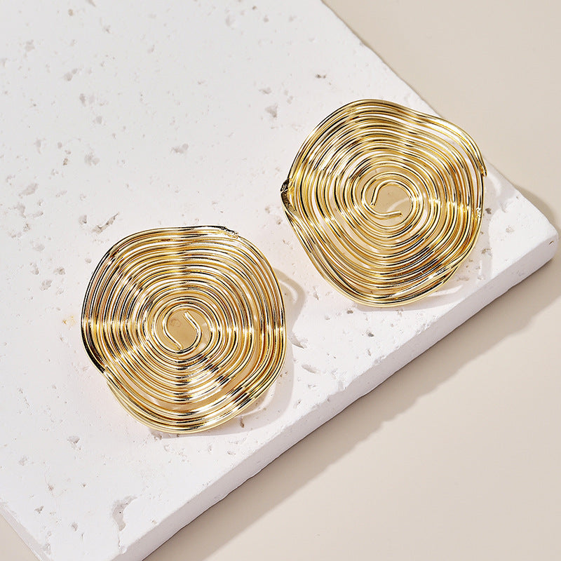 Personality Affordable Luxury Fashion Design Versatile Advanced Round Thread Earrings