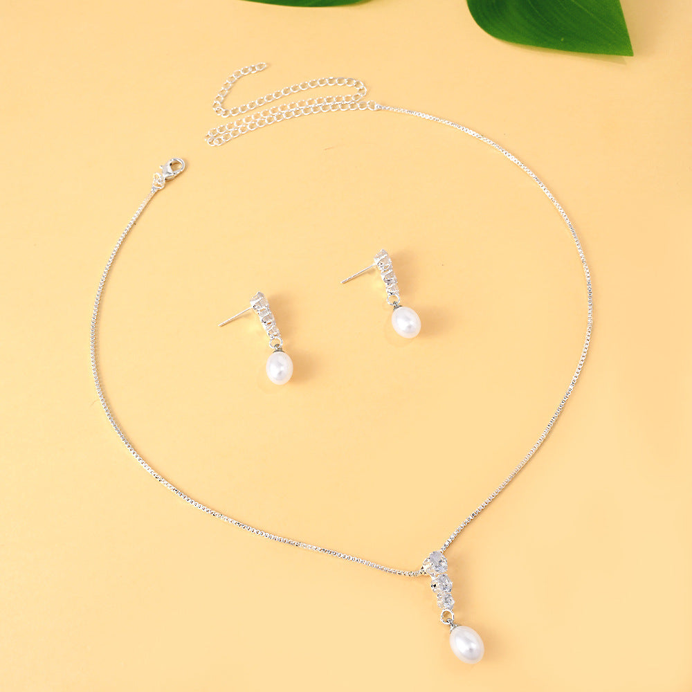 Water Drop Pearl Alloy Thin Chain Elegant Rings