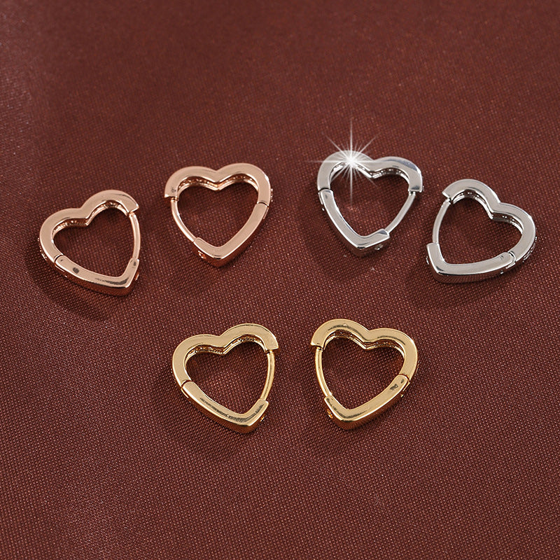 Trend Heart-shaped Personality Design Inlaid Zircon Ear Buckle