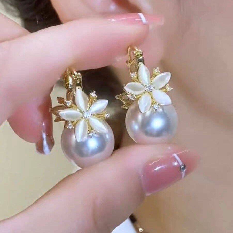 Super Fairy Elegant Graceful Flower Pearl Clip Ear Buckle