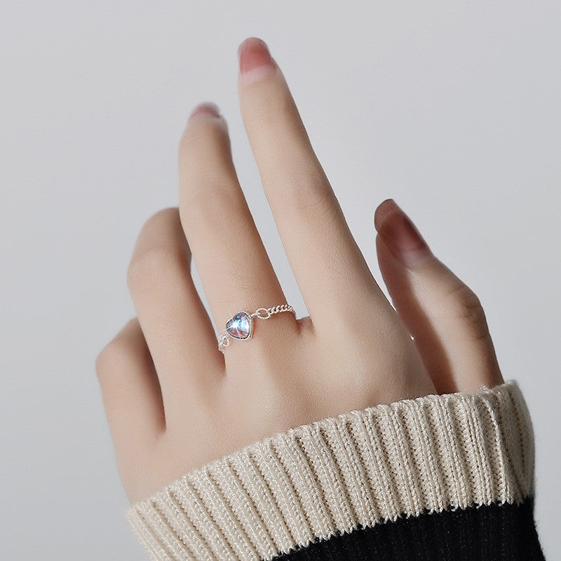 Fashion Simple Inlaid Love Chain Style Rings