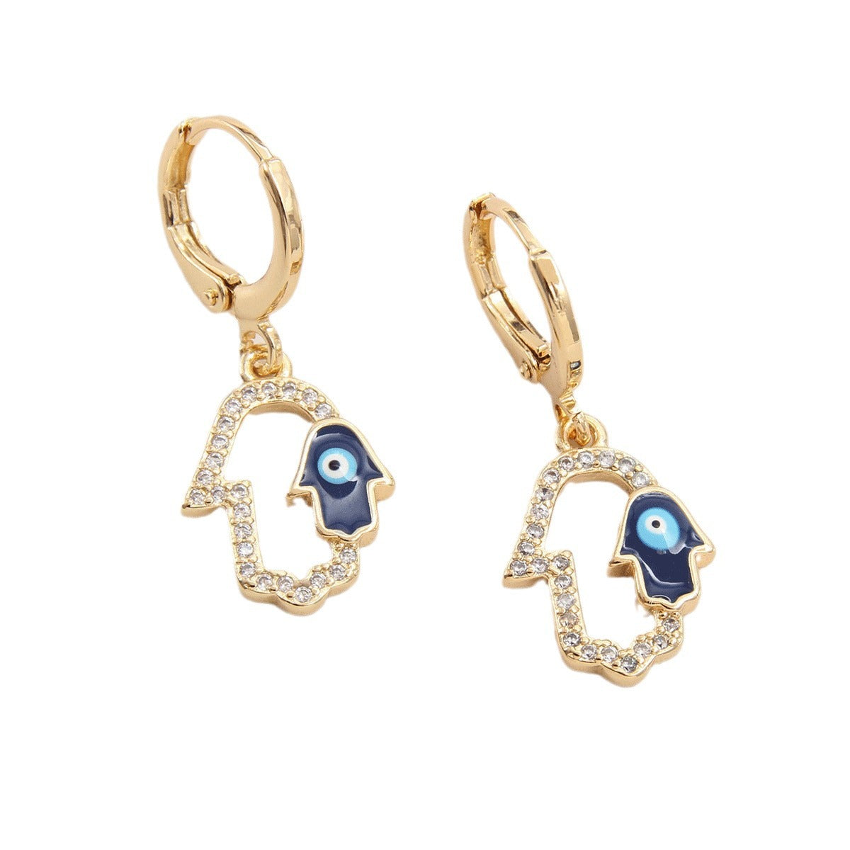 Gold-plated Eyelashes Turkish Blue Eyes Inlaid Zirconium Earrings